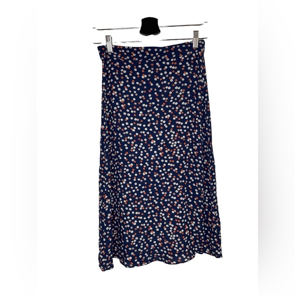 Madewell navy floral Midi Skirt-size 0 - Picture 4 of 5